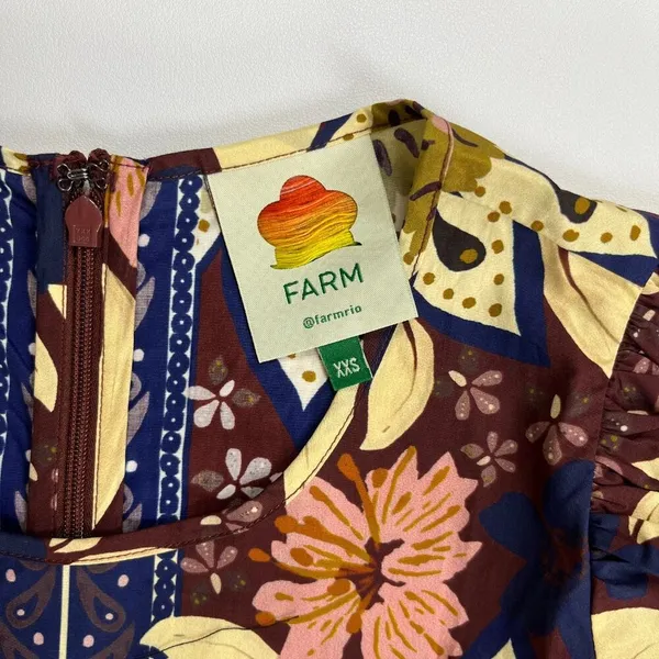 NWOT Farm Rio Ainika Chill Mini Dress Floral Womens Sz XXS Puff sleeves ruffle - Image 10