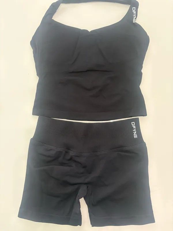 DFYNE set black small shorts and top new without tags - Image 2
