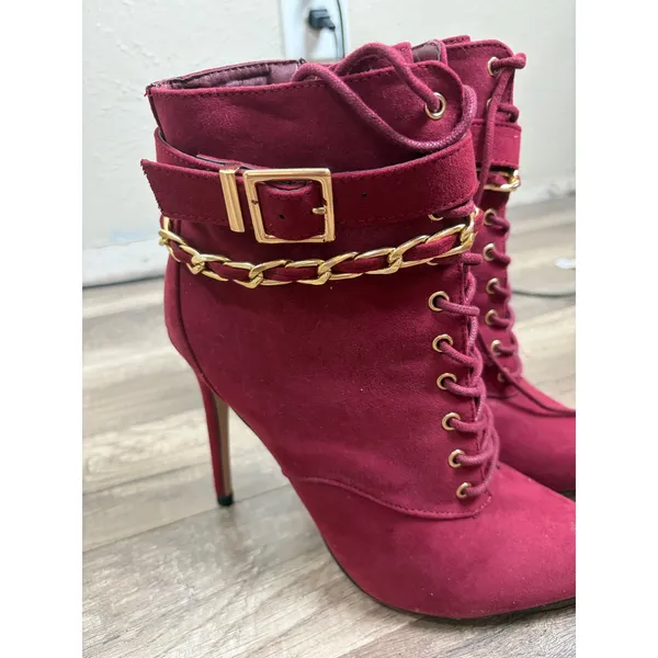 Shoedazzle Red Boots Women's Size 8 Preppy Clubwear Stiletto Heel Clubbing Shoe - Image 3