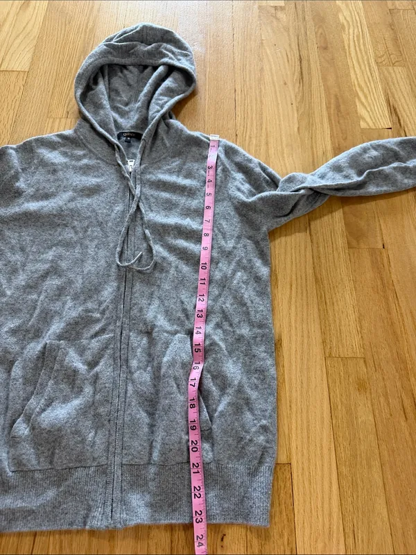 Quince Mongolian Cashmere Full-Zip Hoodie Heather Gray Sz S - Image 4