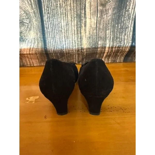 Stuart Weitzman Women's Black‎ Suede Block Heel Pumps Size 7 Vintage - Image 7