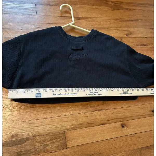 Nike Long Sleeve Black Ribbed Cotton Crop Top Size Large Athleisure Sporty Gym - Image 8