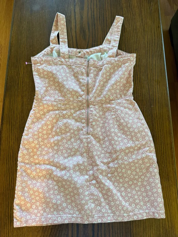 No Boundaries Pink Floral Denim Mini Dress Juniors L 11–13 - Image 2