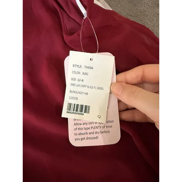 NWT‎ THREAD Bridesmaid Ines Chiffon Sleeveless Gown Burgundy Dessy Size 12 R - Image 8