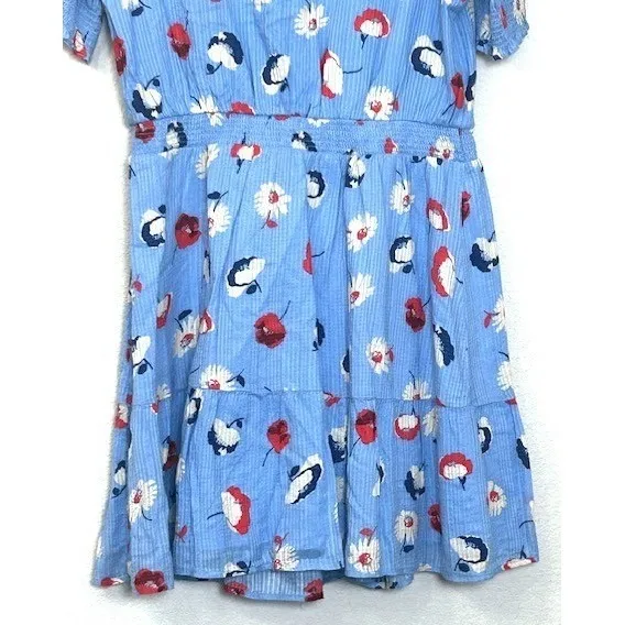 NWT LOFT Blue‎ Floral Dress 14 Smocked Waist Tiered Fit & Flare Spring Whimsical - Image 15