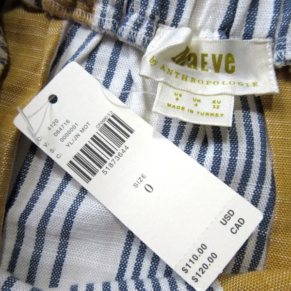 NWT Anthropologie Maeve Laura in Yellow Striped A-line Wrap Skirt 0 $110 - Image 9