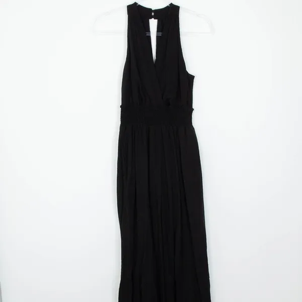 Anthropologie‎ Womens Black Bionda Plisse Jumpsuit Size S Smocked Waist Event - Image 3