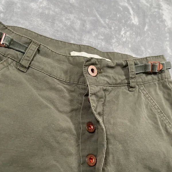 Off White Shorts Womens 26 Green Flower Embroidery Cargo Streetwear Military - Image 10