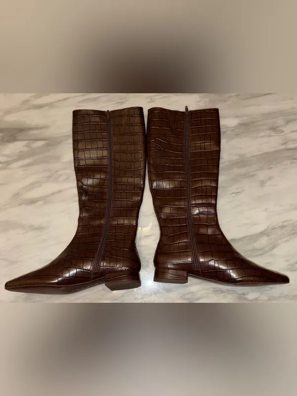 Gianni Bini Brown Crocodile Embossed Tall Knee High Boots Size 7.5M NWOB - Image 2
