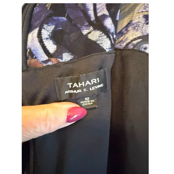 Tahari Arthur S. Levine Floral Velvet Burnout Dress - Size 10 - Image 4