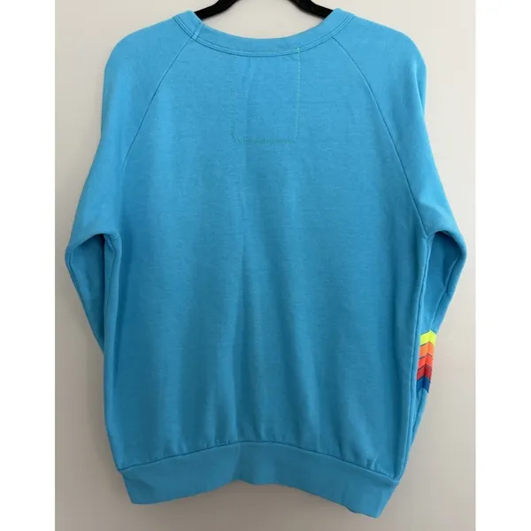 Aviator Nation Lightning Bolt Neon Chevron 5 Stripe Crew Sweatshirt Size Medium - Image 2