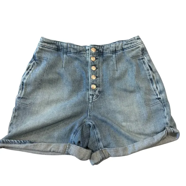 Free People Osaka Denim Shorts Size 27 Medium Wash Relaxed Fit Baggy High Rise - Image 3