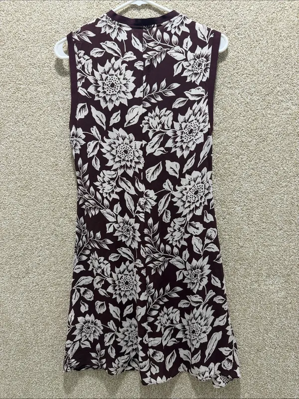 Flawed Theory 100% silk floral dress‎ lightweight dress v neck button sleeveless - Image 2