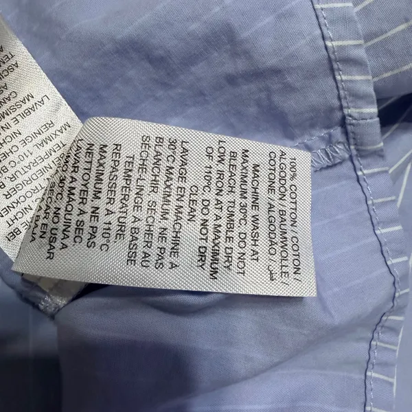 Edikted Blue White Striped Cinched Waist Cropped Button Down Shirt Small - Image 7
