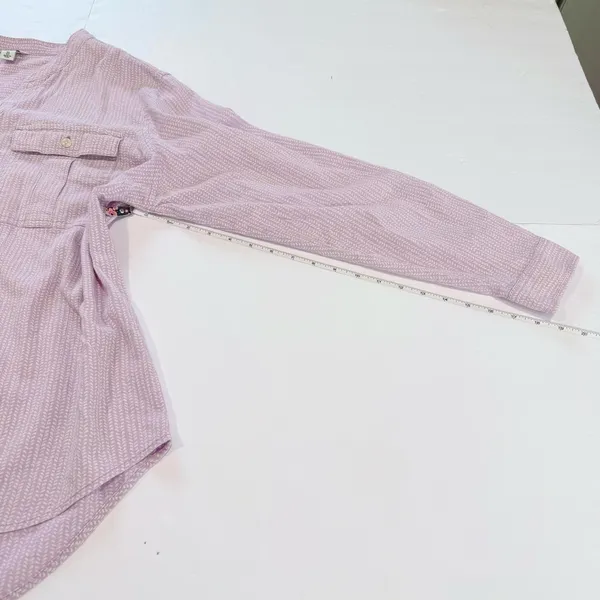 LL Bean Lavender Herringbone Organic Cotton Button Up Hi Low Shirt‎ Size XL - Image 11