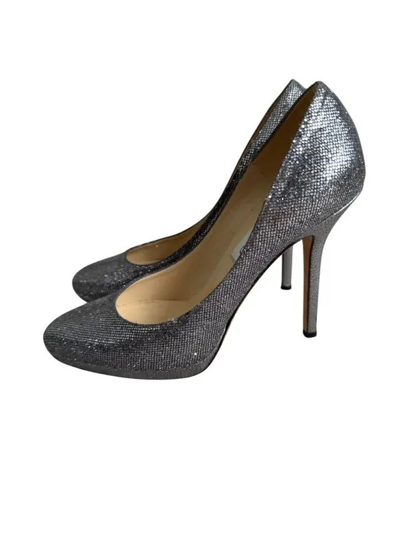 JIMMY CHOO Pewter Silver Metallic Heels Size 36 / US 6 - Image 7