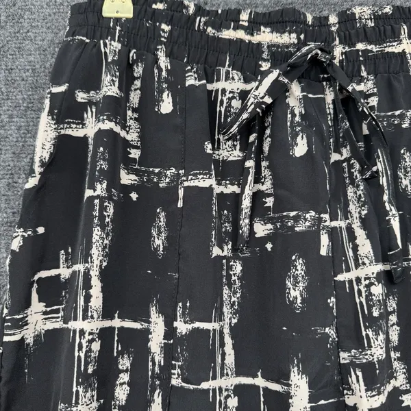 Vintage Y2K Wet Seal Ruched Ankle Pants Black White Pull Up Emo Grunge Punk Sz L - Image 4