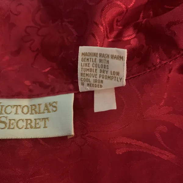Victoria's Secret VTG 90's Pajama Top Sz PS Gold‎ Label Red Button Down Collar - Image 8