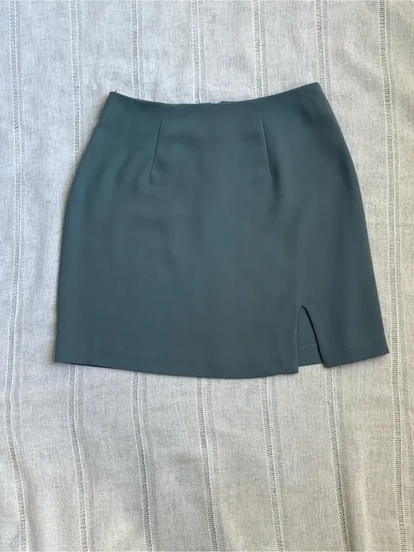 Rampage Vintage Muted Blue Mini Skirt with Side Slit - Image 5