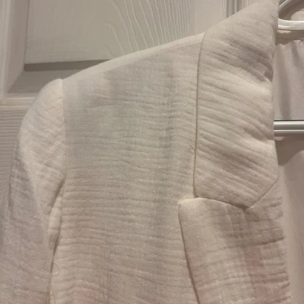 Nine West Womens White‎ Cotton Gauze Blazer Jacket Size XL Pushed Up Sleeves - Image 2