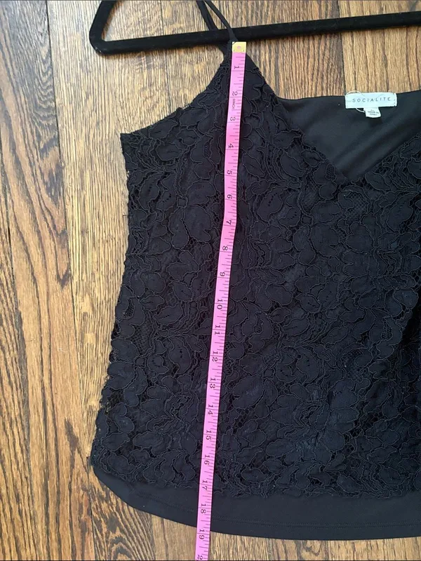 Socialite Black Lace Cami Camisole Tank Top Blouse Size XL / 14 16 - Image 6