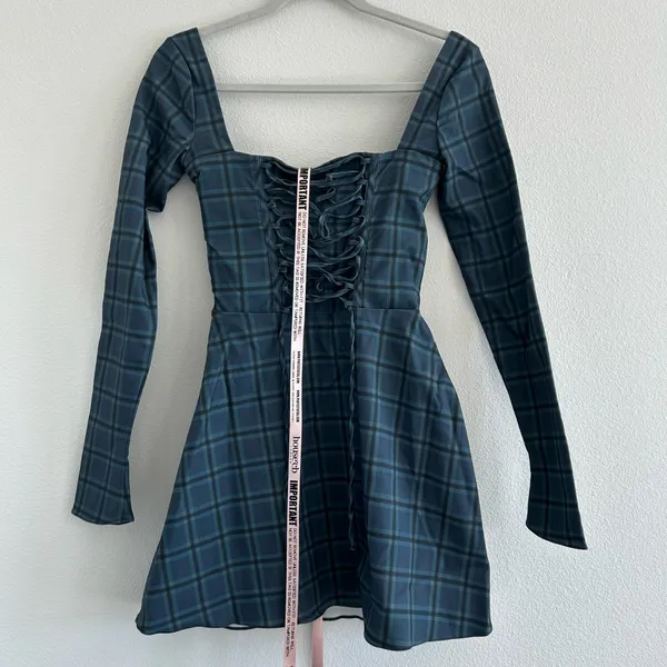 House of CB Malika Blue Tartan Corset Mini Dress - Image 5