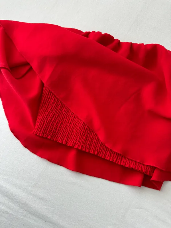 Aritzia Red Satin Flowy Strapless Top - Image 5