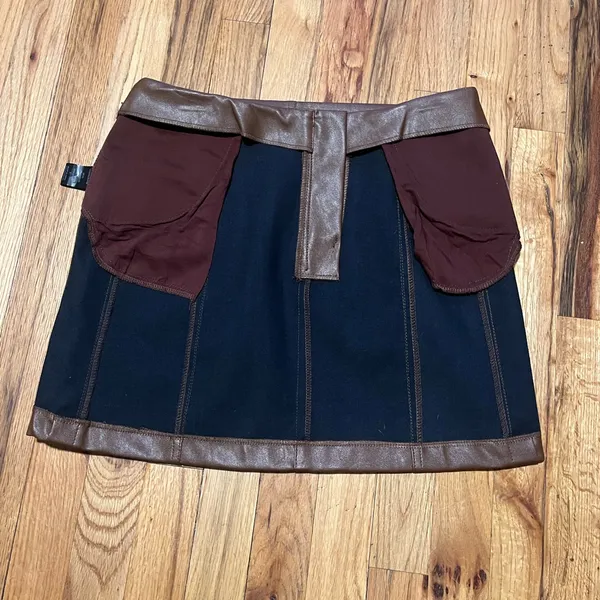 Olivaceus Brown Faux Leather Mini Skirt Size L - Image 4
