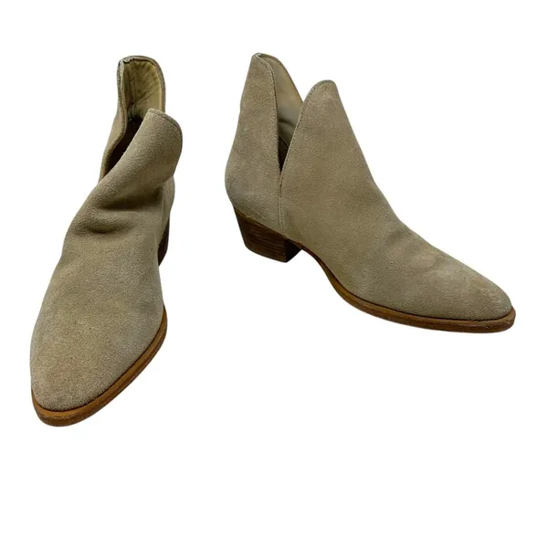 Free‎ People Charm Double V Ankle Boots Camel Suede Size Beige 37.5 US 7 - Image 5