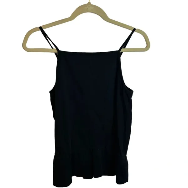 J.CREW BLACK RUFFLE PEPLUM CAMI - Image 2