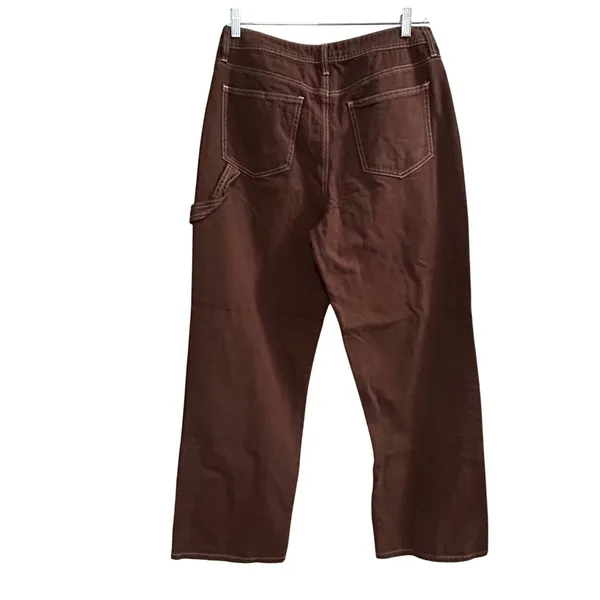 Forever 21 Brown‎ Wide Leg Carpenter Jeans Contrast Stitch Size 30 - Image 2