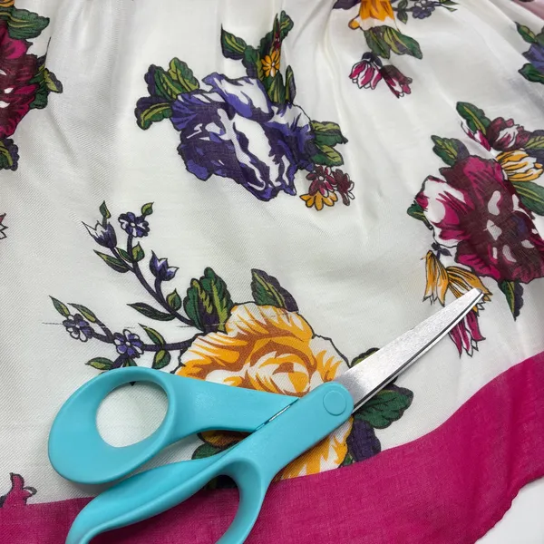 ECHO Vintage Silk Scarf Pink White Floral Square 30.5” - Image 8