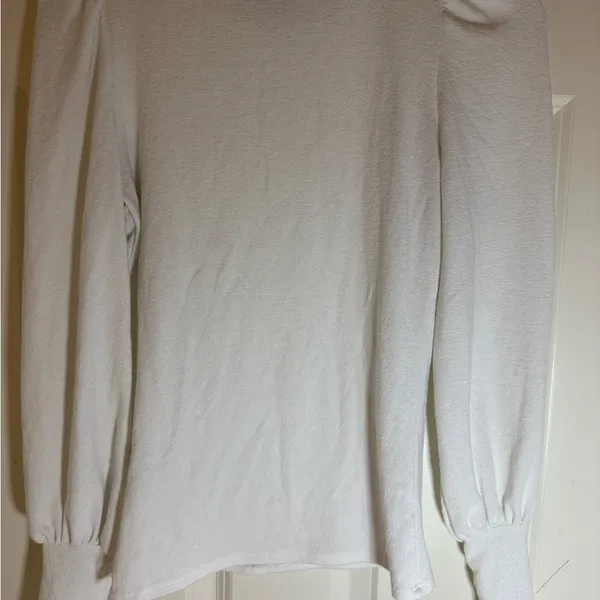 Women’s Alya Elegant White Puff Sleeve Fitted Top Super Soft‎ Size XS - Image 8