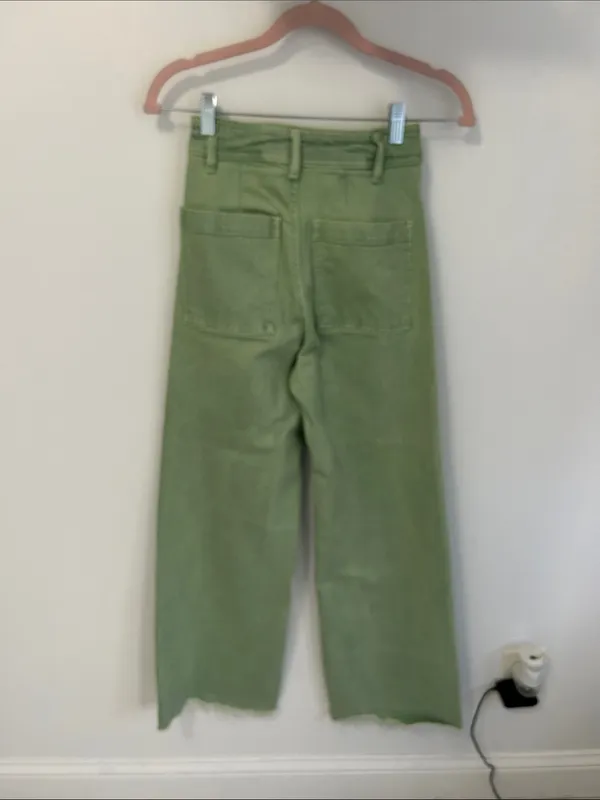 Zara Marine Straight Wide Leg Jeans Green - Image 5