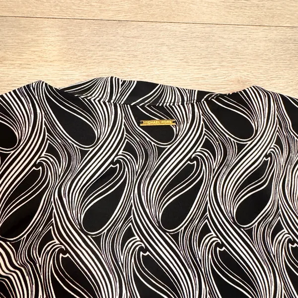 Michael Kors Shift Dress‎ Abstract Print 3/4 Sleeve Career Size Xsmall XS Black - Image 3