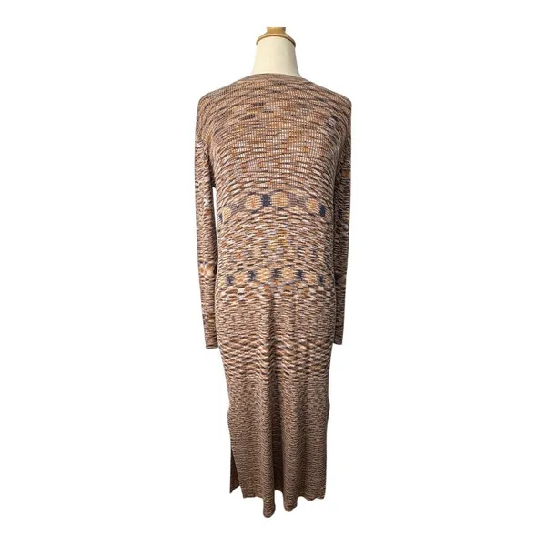 ASOS Design Space Dye‎ Knit Maxi Dress Women Size 14 Brown Long Sleeve Side Slit - Image 4
