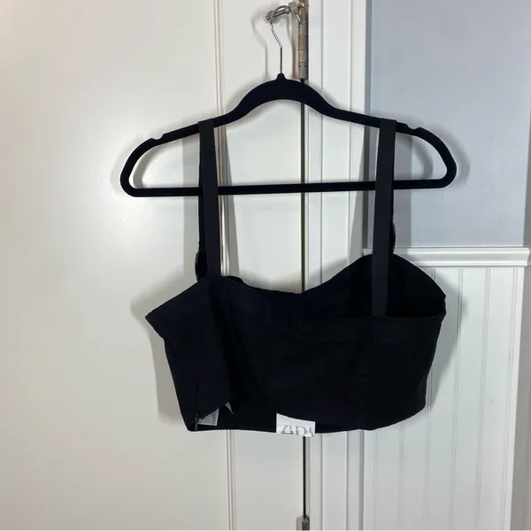 Zara Black Cropped Technical Utility Buckle Clip Strap Cotton‎ Tank Top Size XL - Image 6