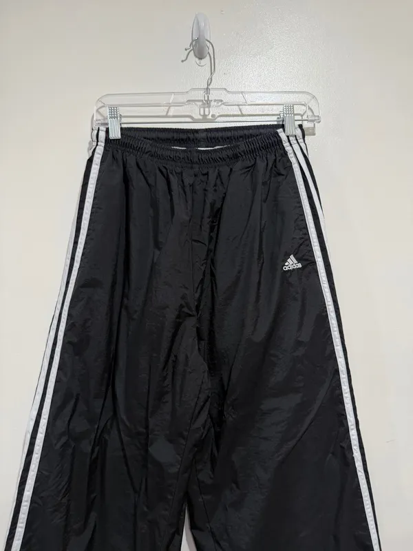 Vintage Adidas Men’s Black 3-Stripe Nylon Windbreaker Track Pants Size Medium - Image 3