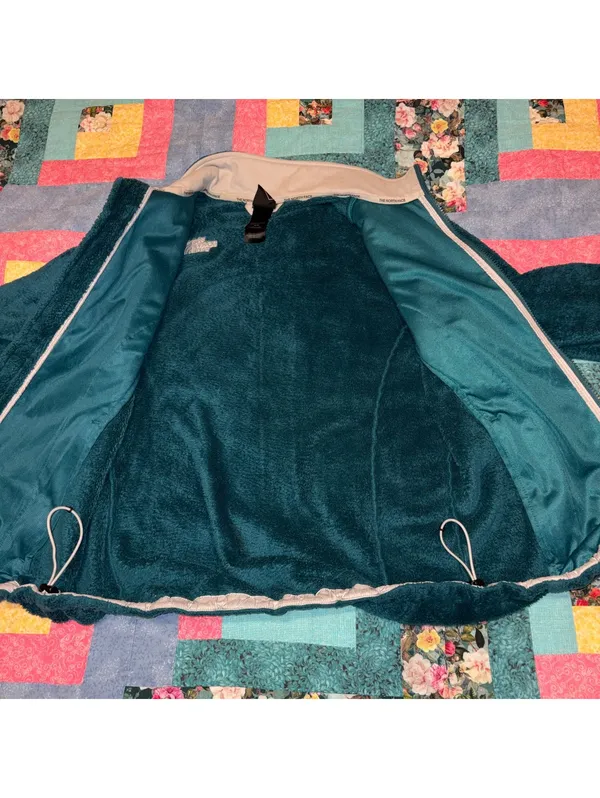 The North Face $120 Woman’s Medium teal fleece zip jacket Outdoor Or Casual - Image 5
