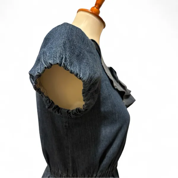 Maeve by Anthropology Extra Small Ruffle Neck Denim Dress - Image 3