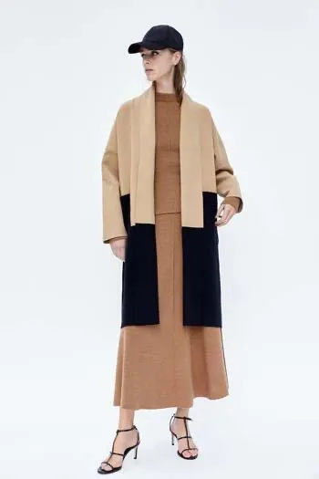 ZARA color block knit coat size M - Image 3