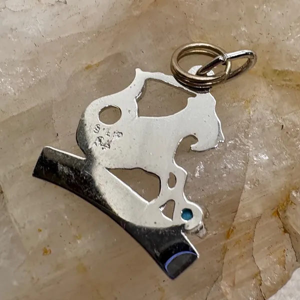 Vintage‎ Sterling Silver Capricorn Zodiac Charm Turquoise Bead Sea Goat 1.72g - Image 2