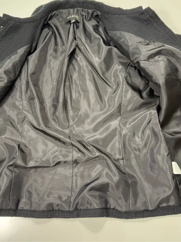 Talbots 100% Cotton Black Zip-Front Textured Blazer Size 6 - Image 5