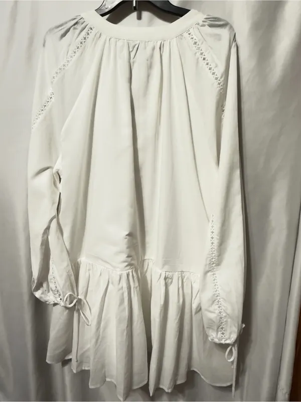 Petal & Pup Hart Long Sleeve Cotton & Linen Minidress White size Large NWT - Image 12