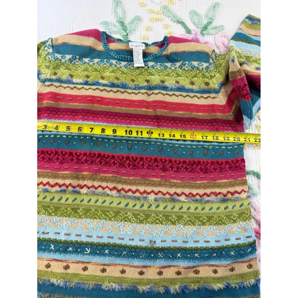 Koret Womens XL Multi-Color Striped Fair‎ Isle Eyelash Texture Knit Sweater - Image 5