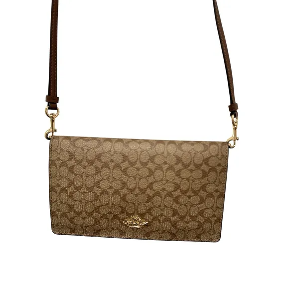 COACH Signature Hayden Folded Over Cross Body Brown 41920 Clutch in Color Block - Image 2