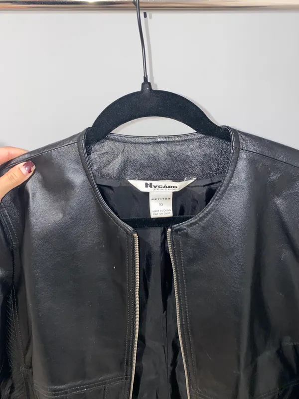 Vintage Black Leather Jacket Size 10P - Image 2