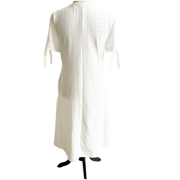 Eyelet Maxi Dress Size Medium NWT Boutique Slit Sleeves Milkmaid Coquette - Image 3