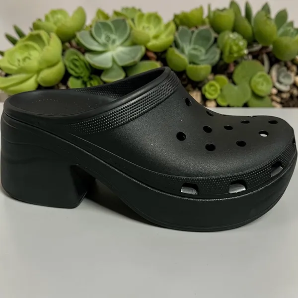 Crocs Siren Clog‎ Women Black Platform Block Heel Mule Sandals Size 12 - Image 3