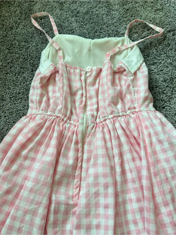 Handmade Vietnam Coquette Pink Gingham Sundress - Image 5